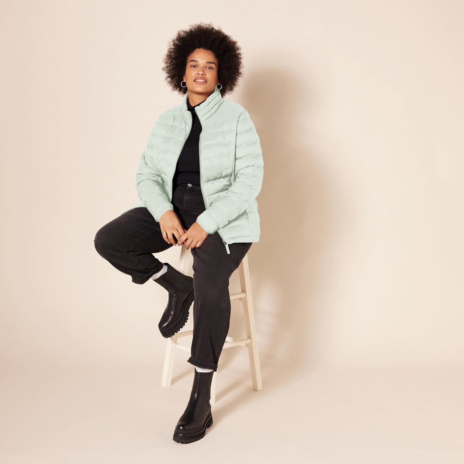 image:imageAmazon Essentials Womens Lightweight LongSleeve WaterResistant Packable Puffer Jacket Available in Plus SizeSage Green