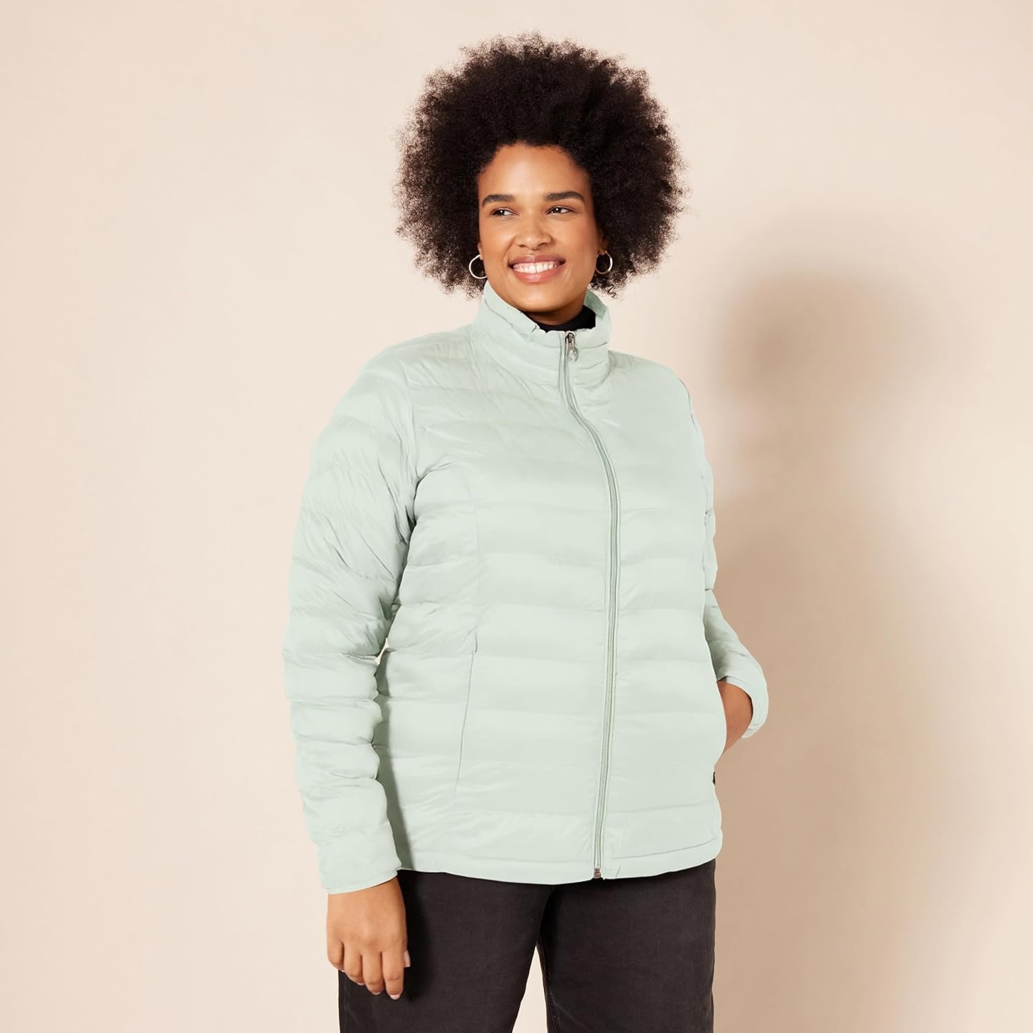 image:imageAmazon Essentials Womens Lightweight LongSleeve WaterResistant Packable Puffer Jacket Available in Plus SizeSage Green
