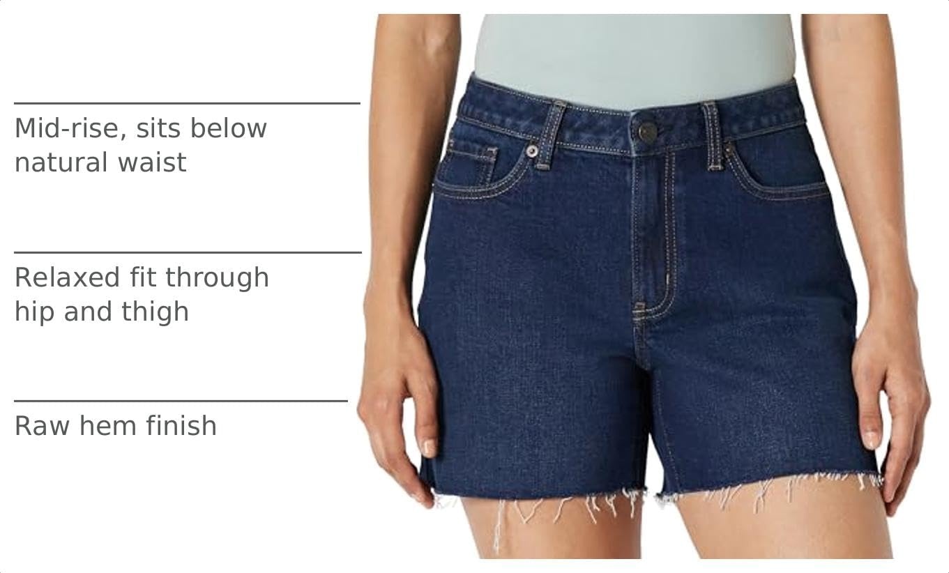image:imageAmazon Essentials Womens Low Stretch MidRise RegularFit Jean ShortDark Midnight Wash