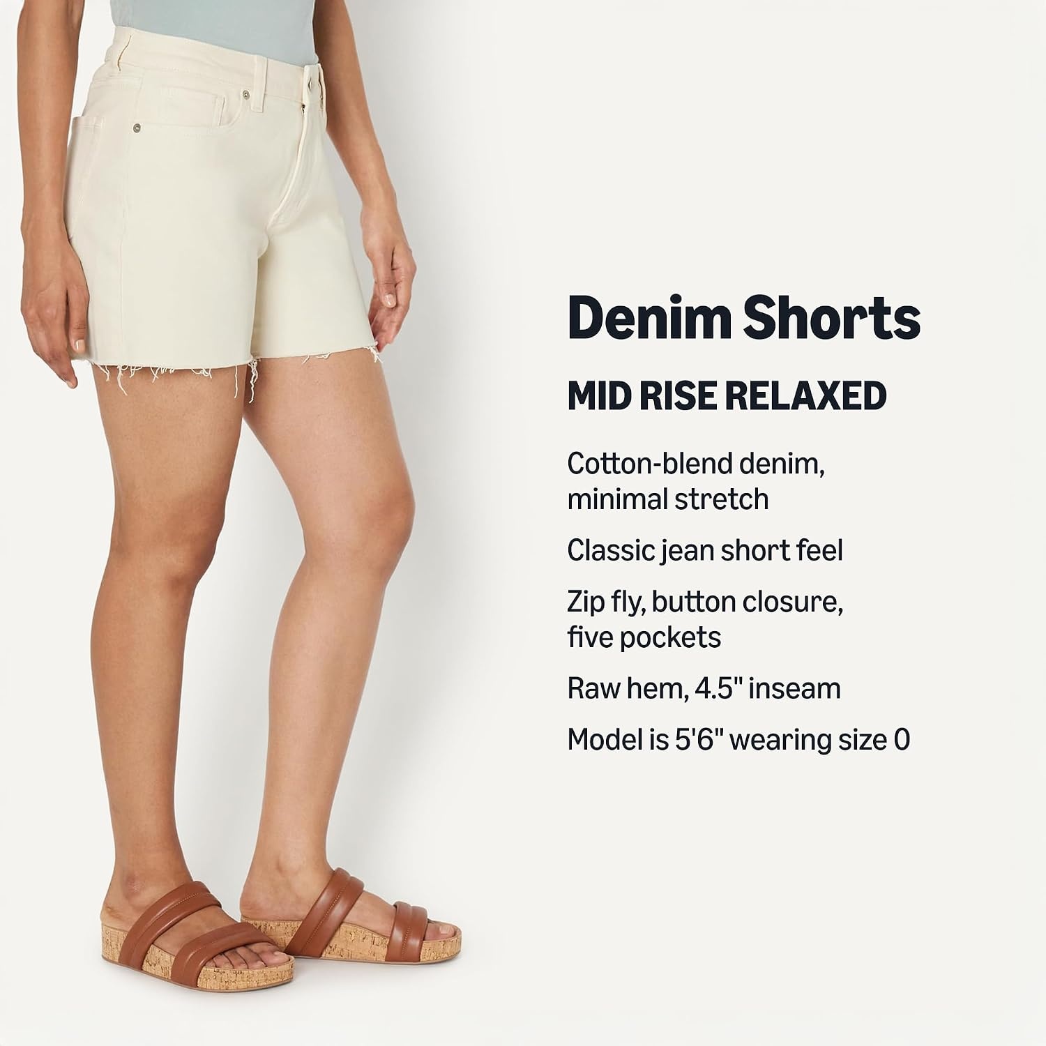 image:imageAmazon Essentials Womens Low Stretch MidRise RegularFit Jean ShortEcru