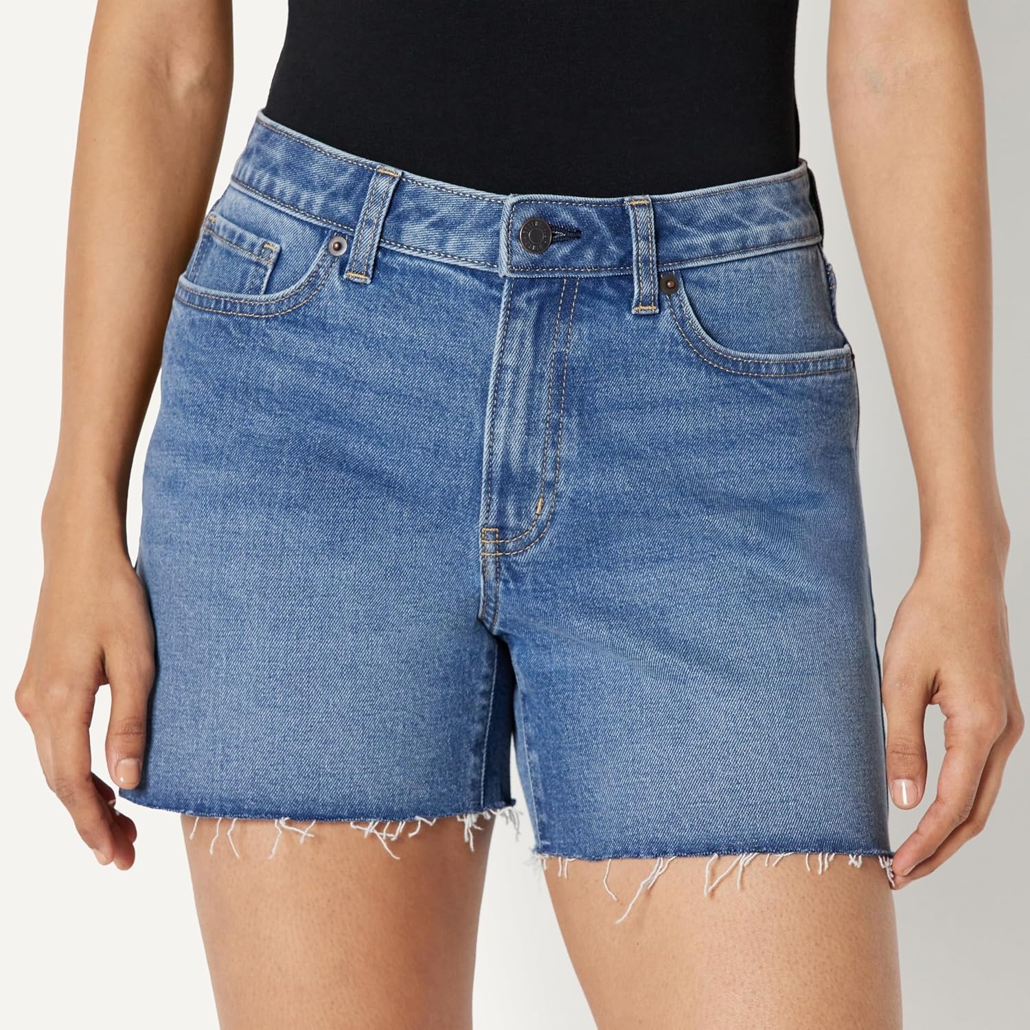 image:imageAmazon Essentials Womens Low Stretch MidRise RegularFit Jean ShortMedium Blue Vintage
