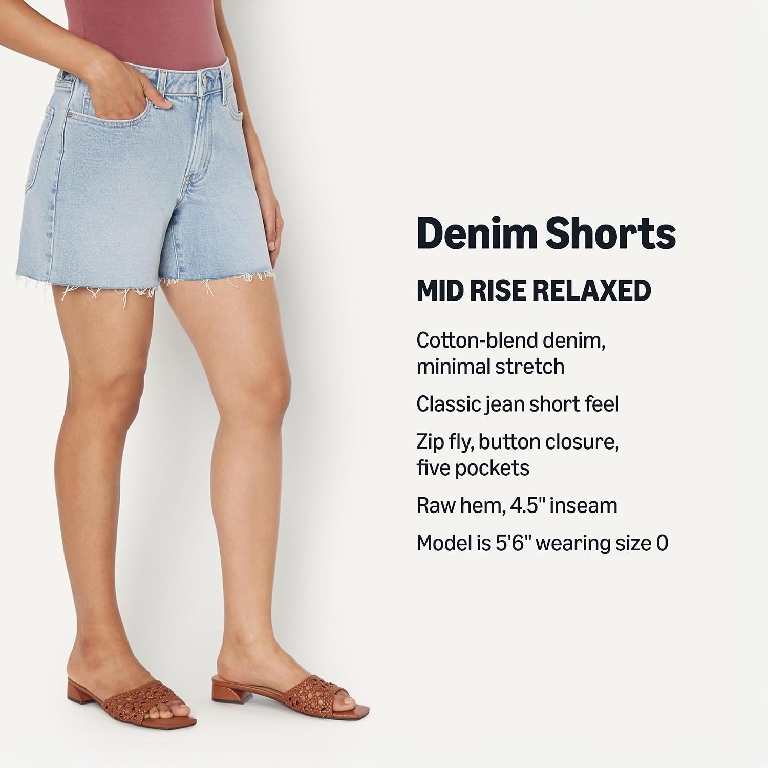 image:imageAmazon Essentials Womens Low Stretch MidRise RegularFit Jean ShortStone Light Wash