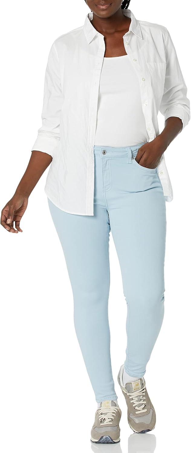 image:imageAmazon Essentials Womens MidRise Stretchy Skinny Denim Jeans 5PocketPale Blue