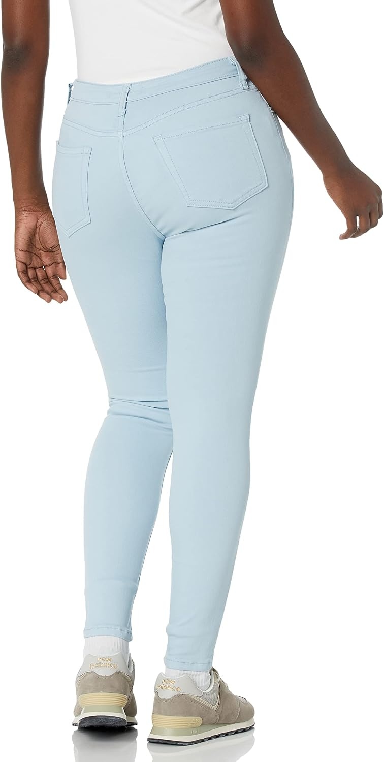 image:imageAmazon Essentials Womens MidRise Stretchy Skinny Denim Jeans 5PocketPale Blue