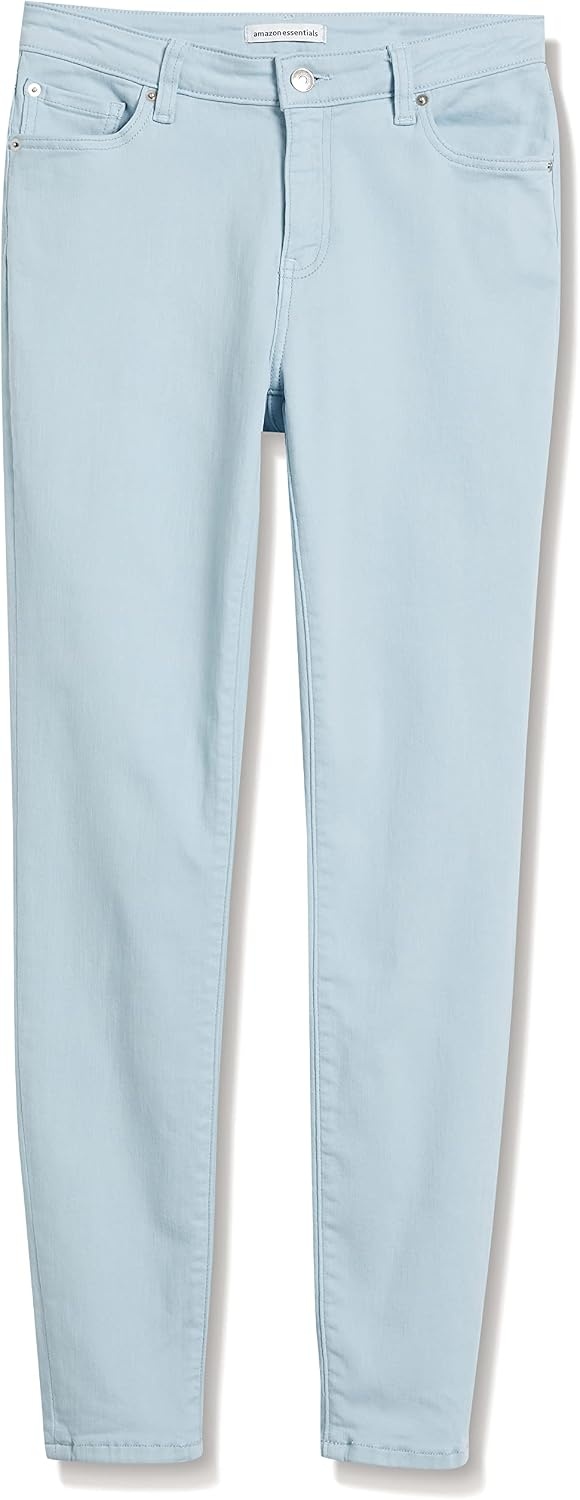 image:imageAmazon Essentials Womens MidRise Stretchy Skinny Denim Jeans 5PocketPale Blue