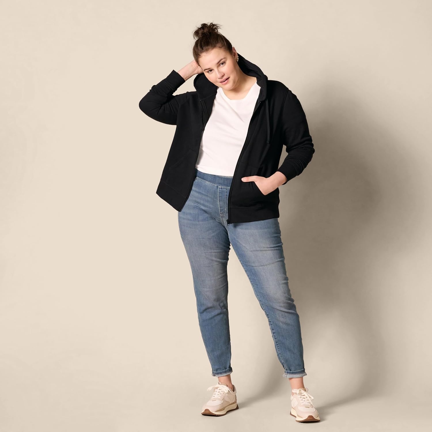 image:imageAmazon Essentials Womens Midweight Fleece FullZip Hoodie with Drawstring Available in Plus SizeBlack