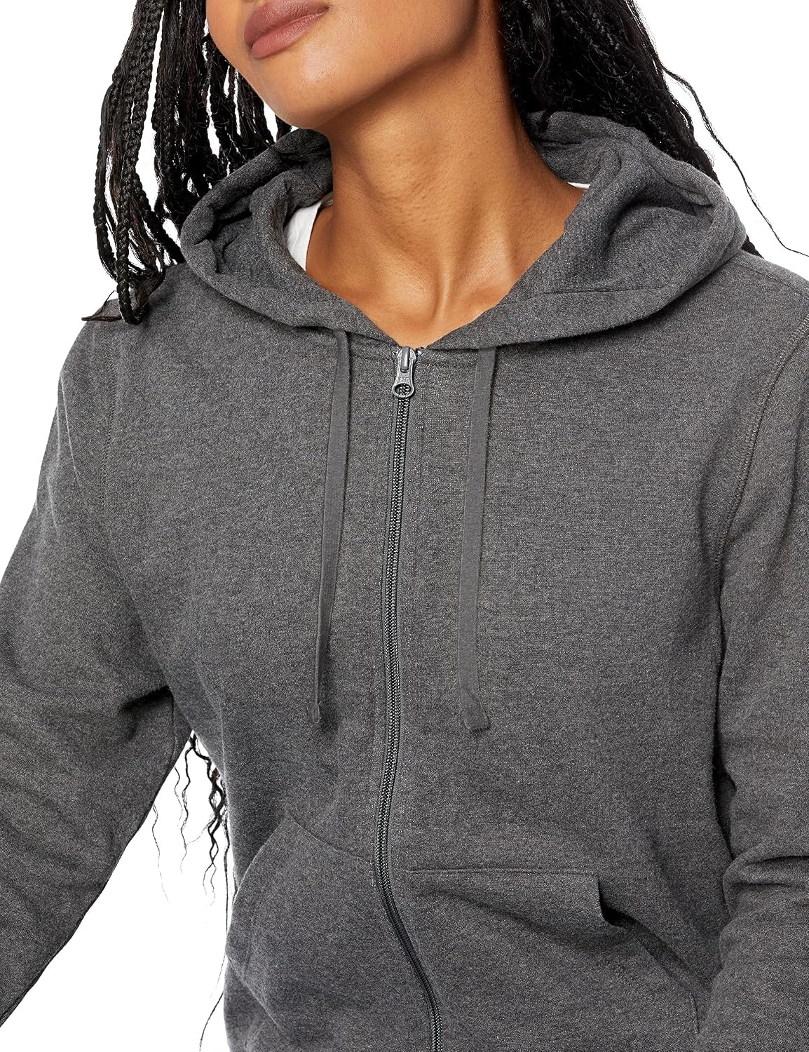 image:imageAmazon Essentials Womens Midweight Fleece FullZip Hoodie with Drawstring Available in Plus SizeCharcoal Heather
