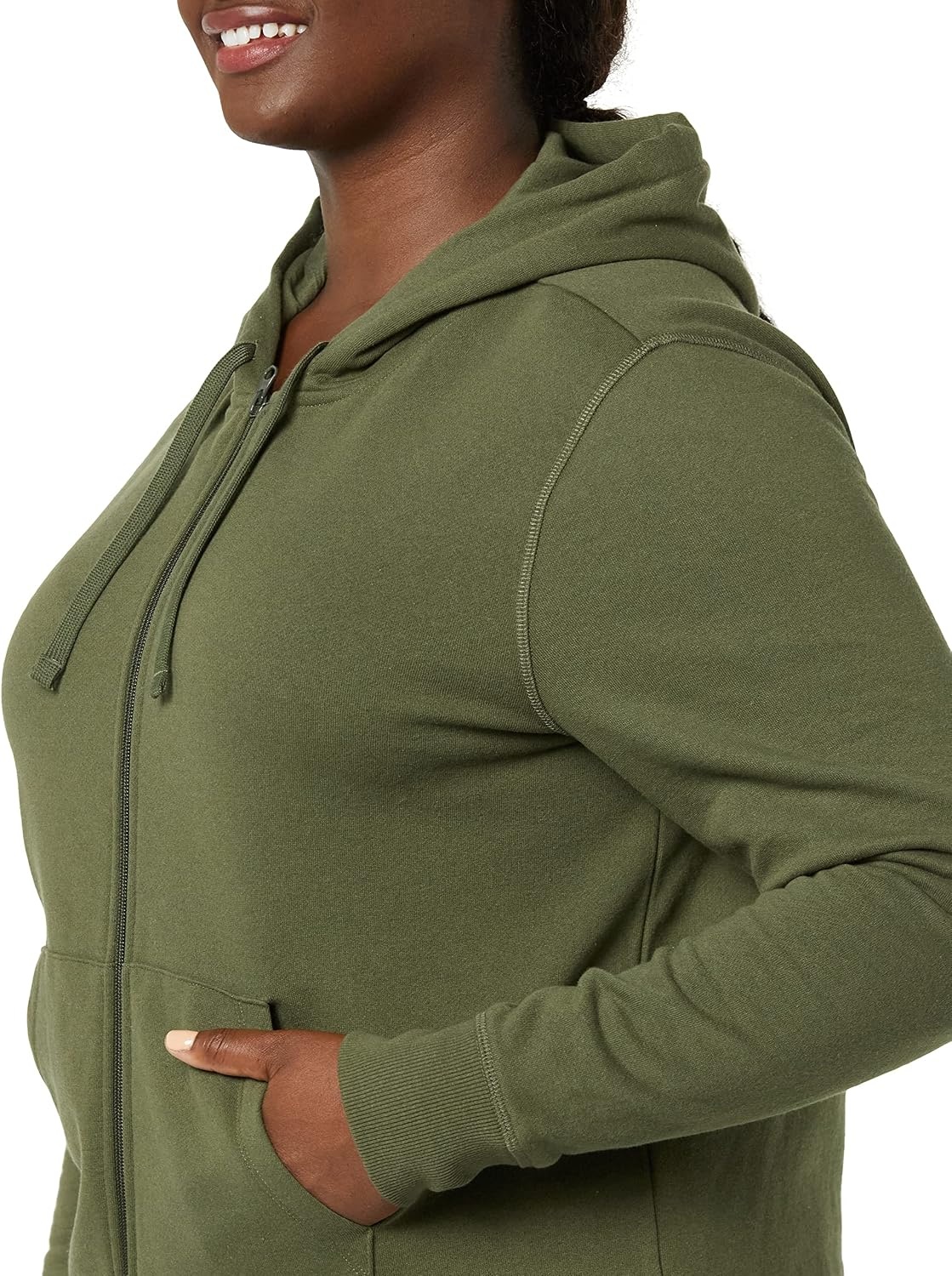 image:imageAmazon Essentials Womens Midweight Fleece FullZip Hoodie with Drawstring Available in Plus SizeDark Olive