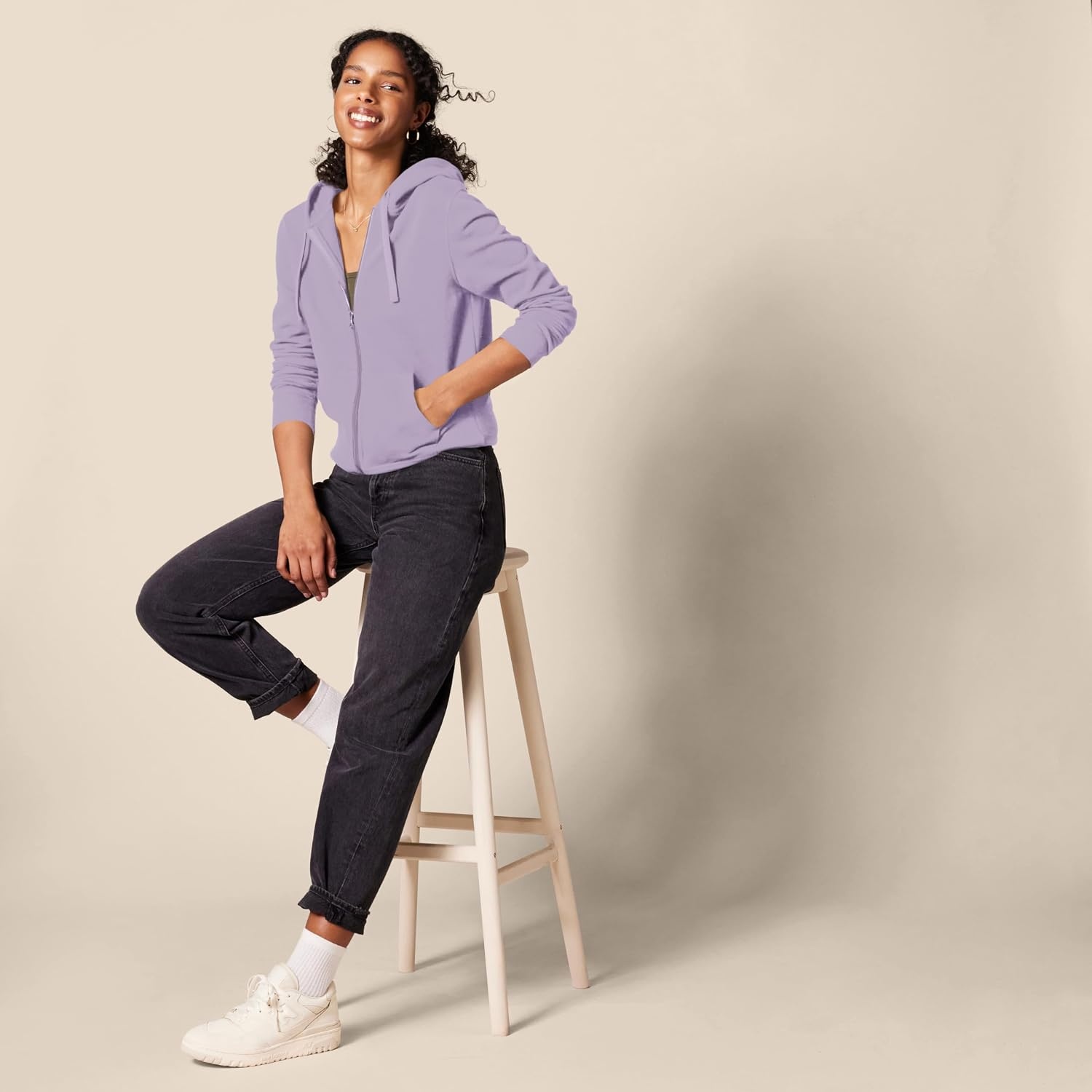 image:imageAmazon Essentials Womens Midweight Fleece FullZip Hoodie with Drawstring Available in Plus SizeDusty Grape