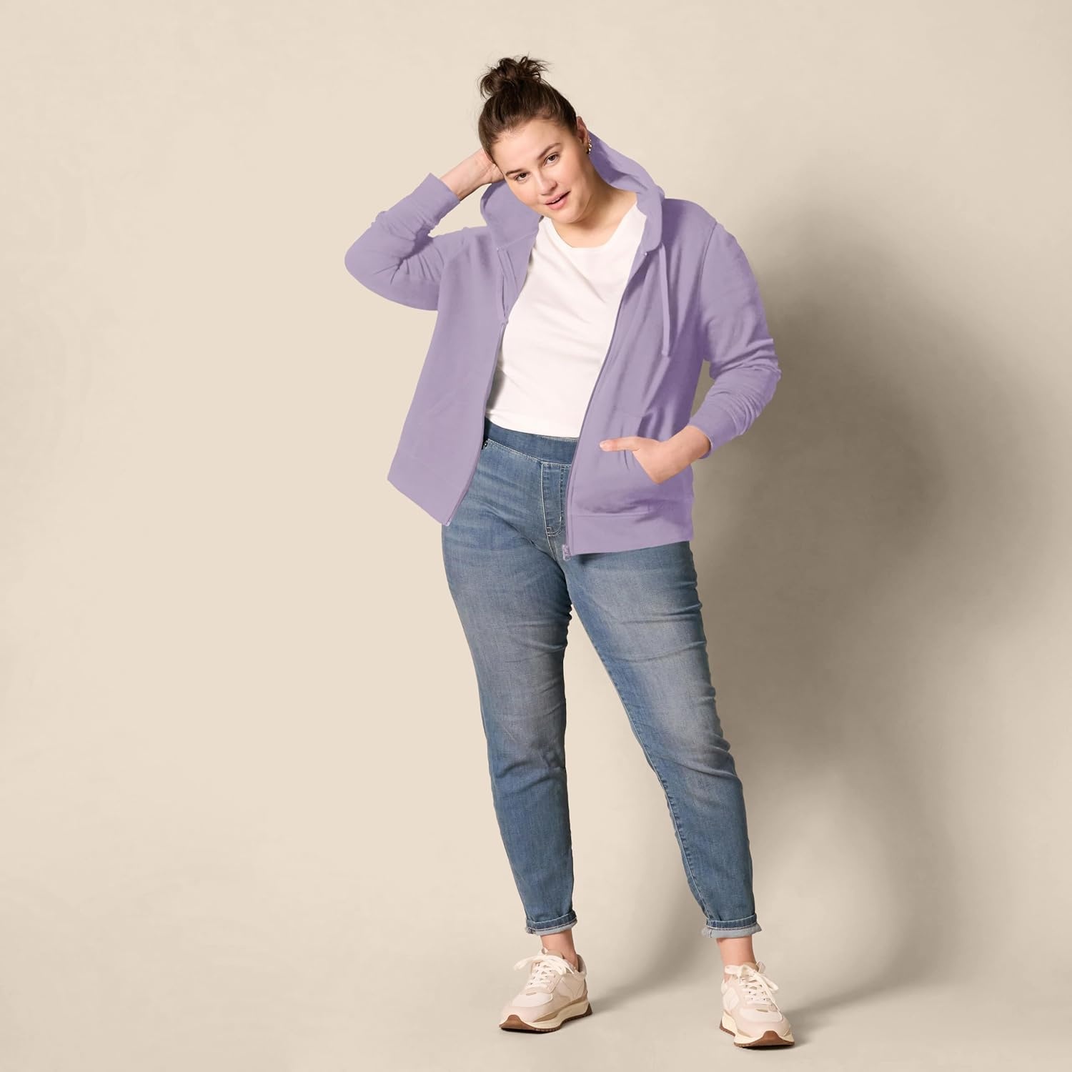 image:imageAmazon Essentials Womens Midweight Fleece FullZip Hoodie with Drawstring Available in Plus SizeDusty Grape
