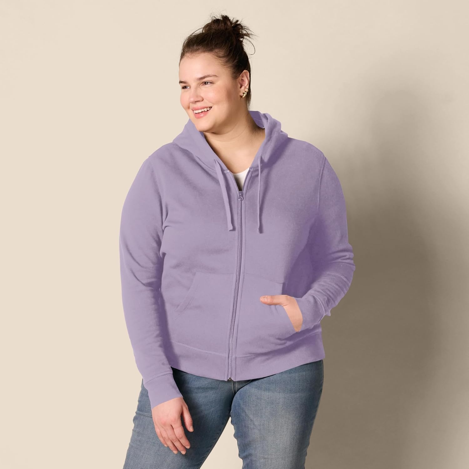 image:imageAmazon Essentials Womens Midweight Fleece FullZip Hoodie with Drawstring Available in Plus SizeDusty Grape