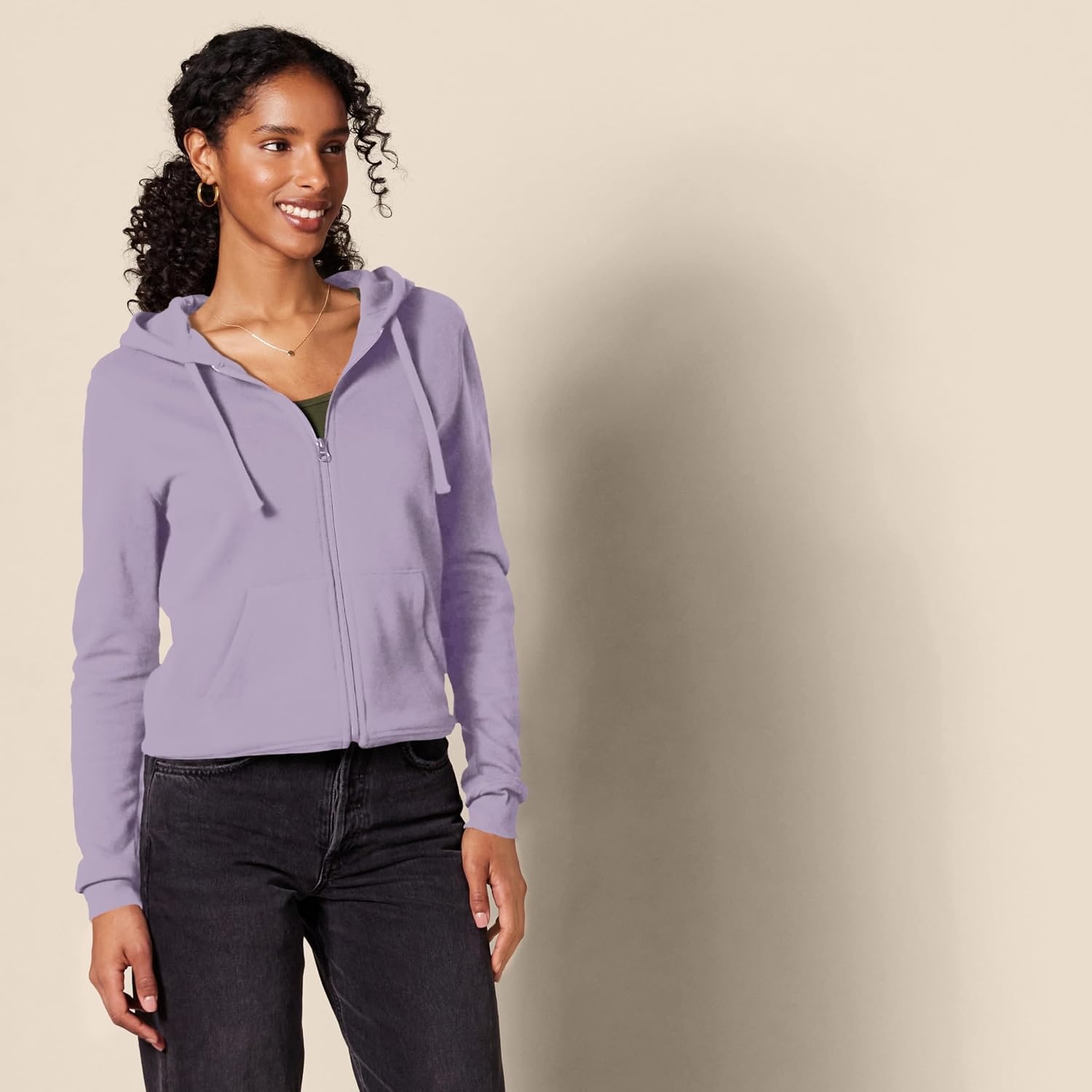 image:imageAmazon Essentials Womens Midweight Fleece FullZip Hoodie with Drawstring Available in Plus SizeGrape