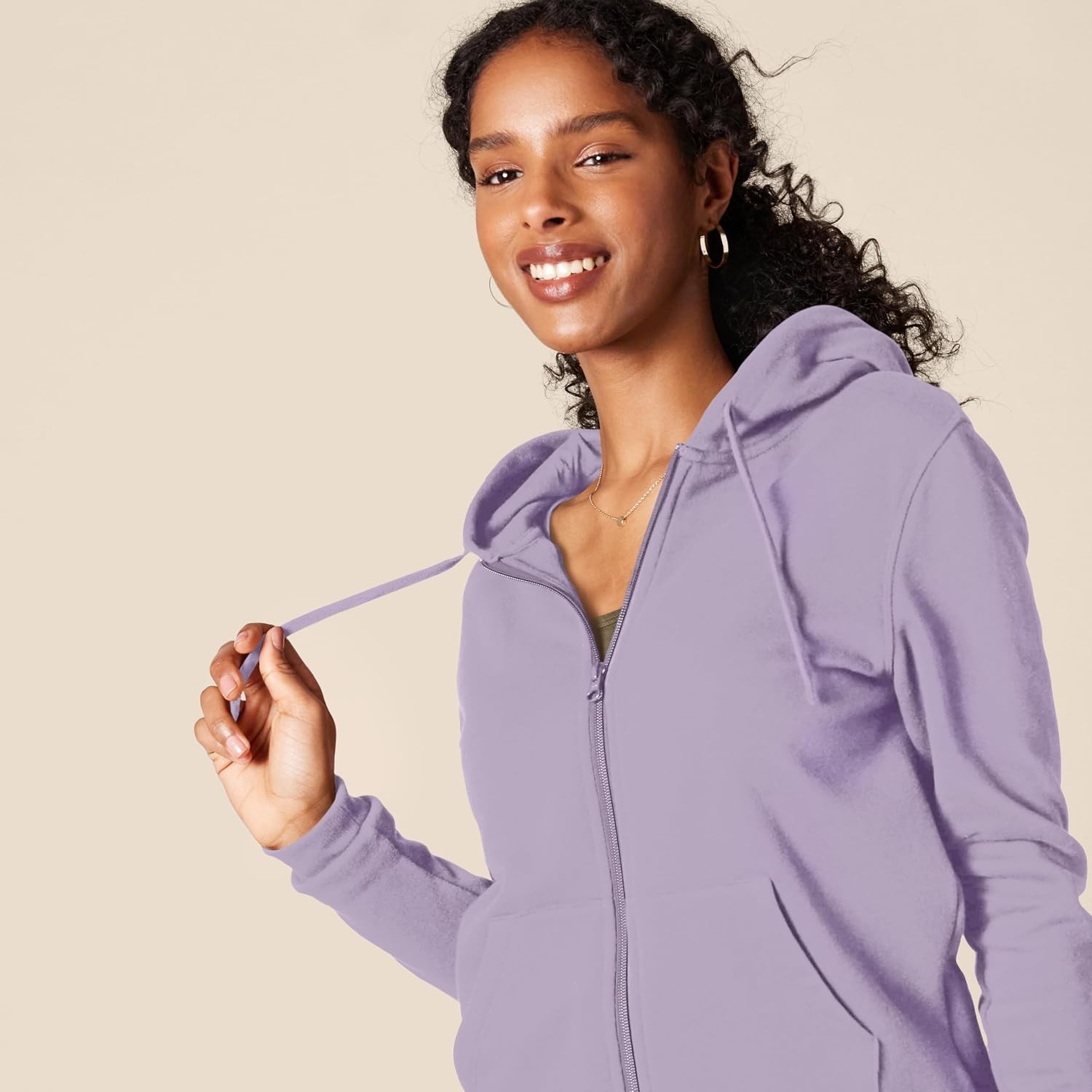 image:imageAmazon Essentials Womens Midweight Fleece FullZip Hoodie with Drawstring Available in Plus SizeGrape