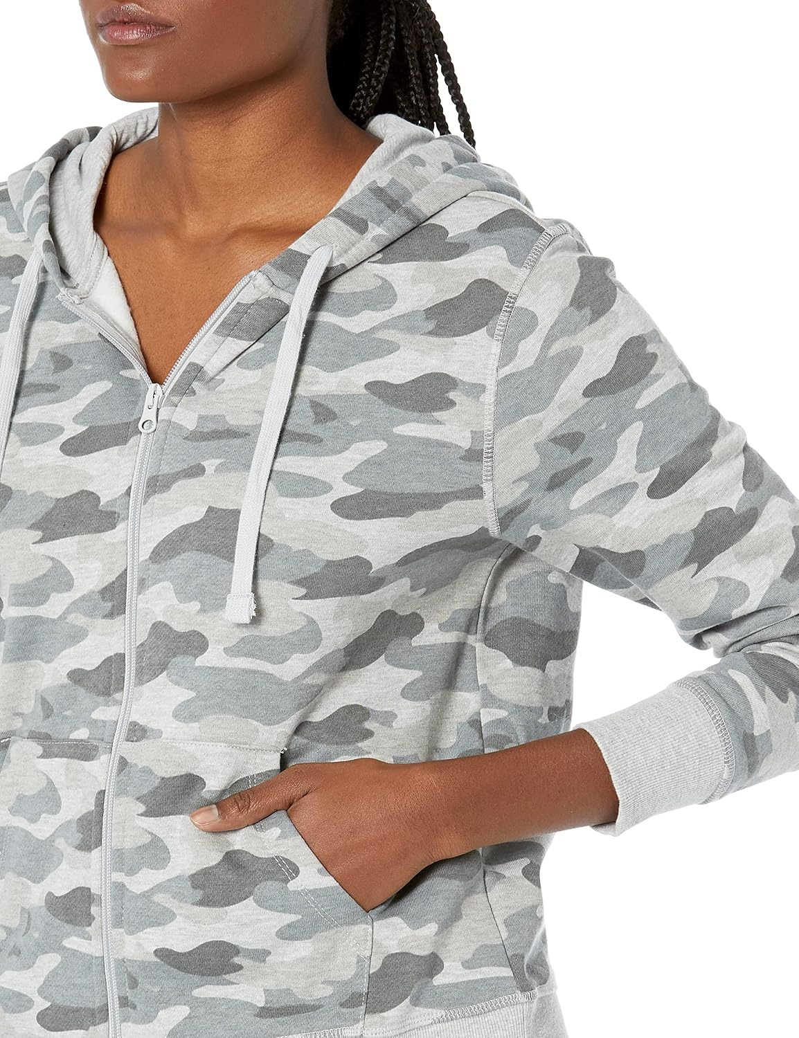 image:imageAmazon Essentials Womens Midweight Fleece FullZip Hoodie with Drawstring Available in Plus SizeGrey Camo