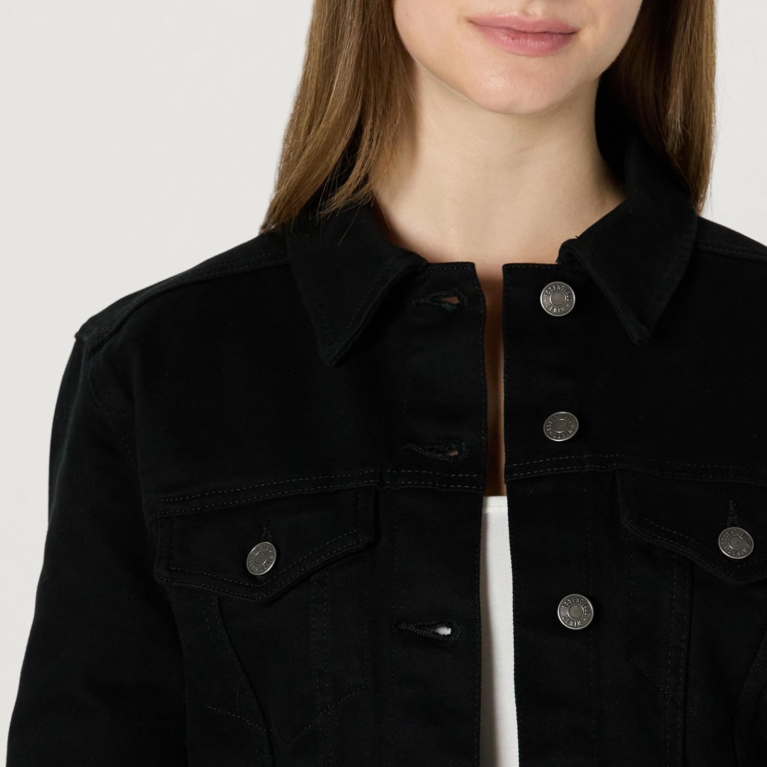 image:imageAmazon Essentials Womens OversizedFit Rigid Denim Trucker JacketBlack