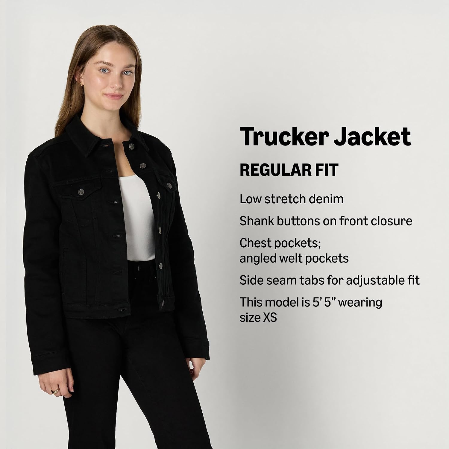 image:imageAmazon Essentials Womens OversizedFit Rigid Denim Trucker JacketBlack