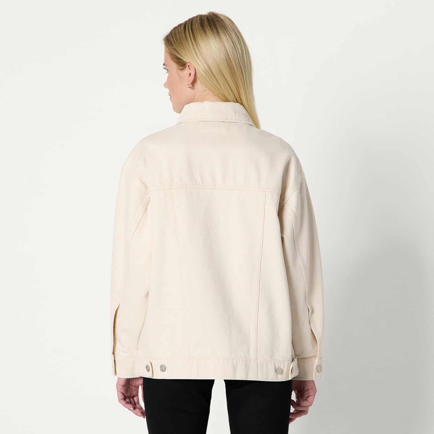 image:imageAmazon Essentials Womens OversizedFit Rigid Denim Trucker JacketEcru