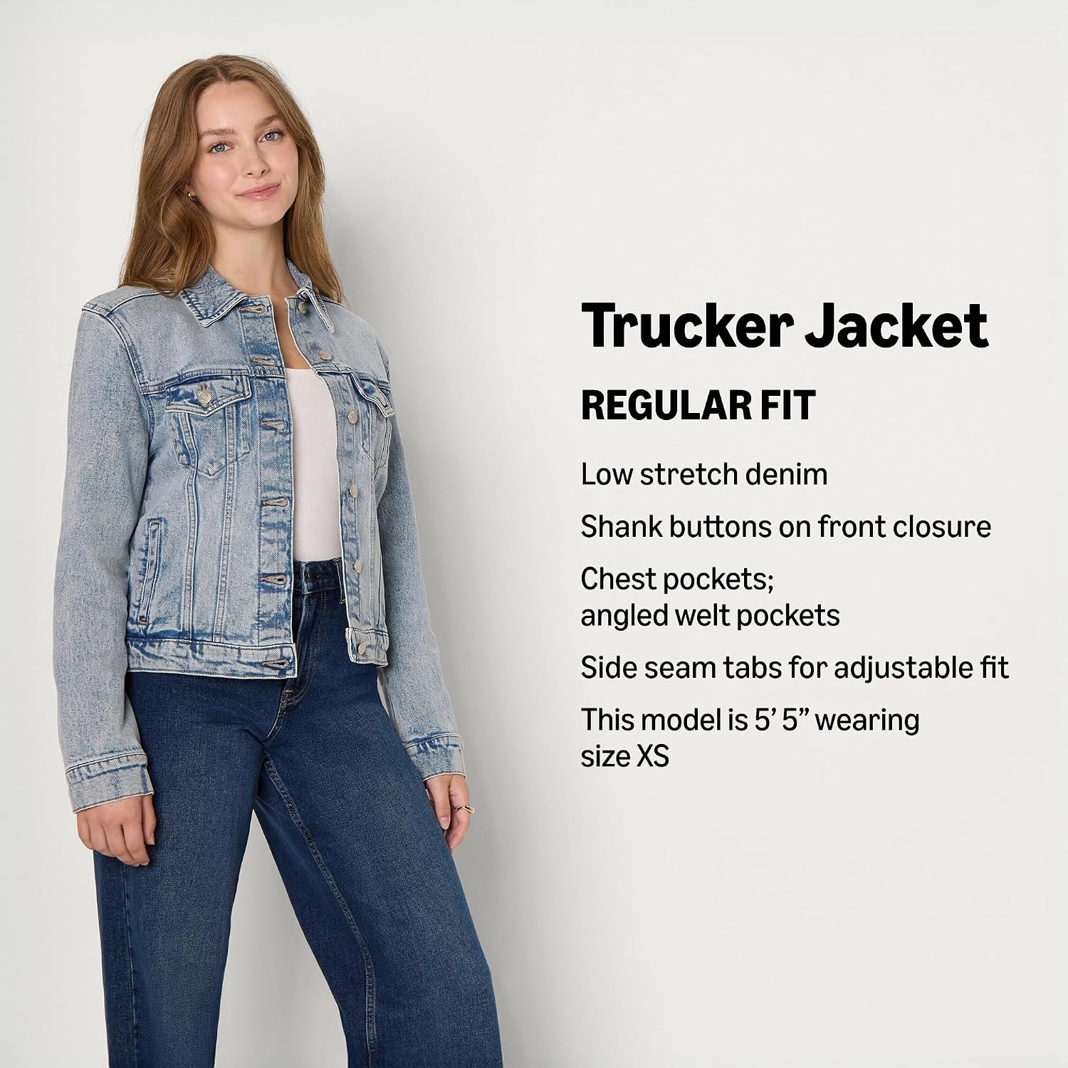 image:imageAmazon Essentials Womens OversizedFit Rigid Denim Trucker JacketIced Light Wash