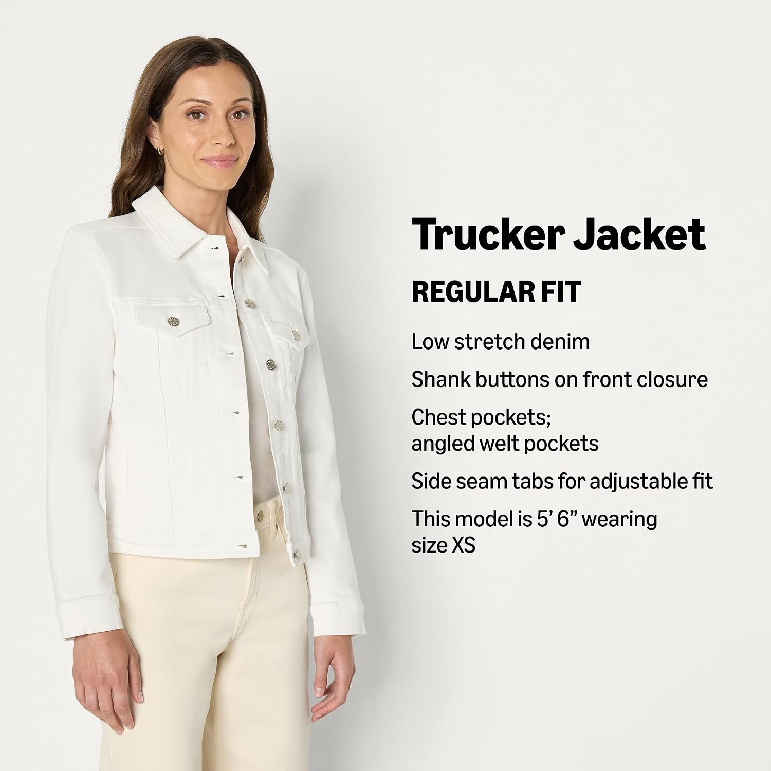 image:imageAmazon Essentials Womens OversizedFit Rigid Denim Trucker JacketWhite