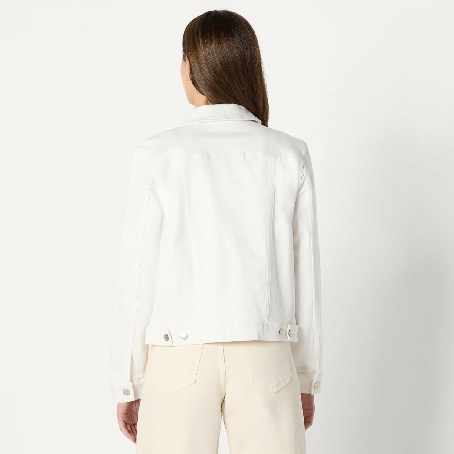 image:imageAmazon Essentials Womens OversizedFit Rigid Denim Trucker JacketWhite