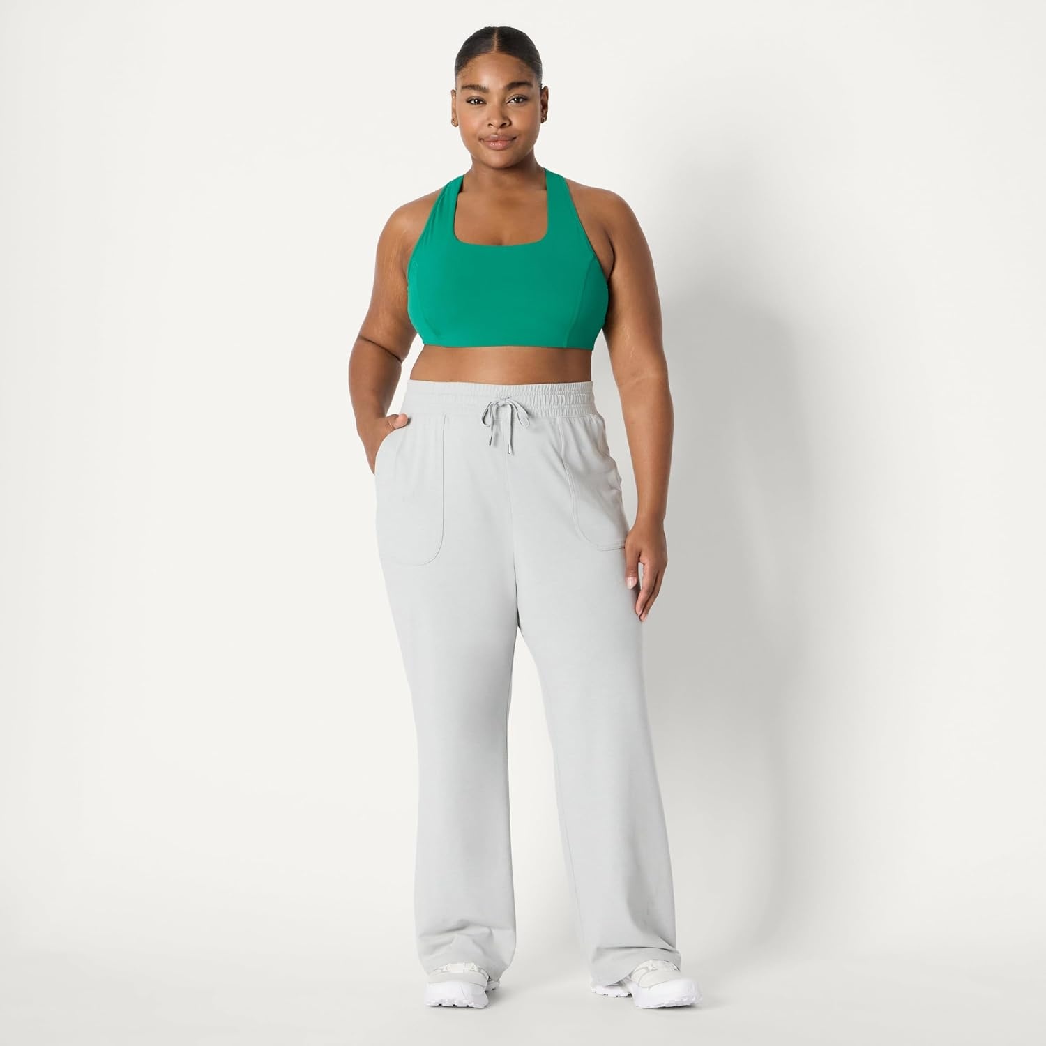 image:imageAmazon Essentials Womens Relaxed Fit Athletic Soft Performance Lightweight Stretch Casual Workout SweatpantsSpace Dye Dove