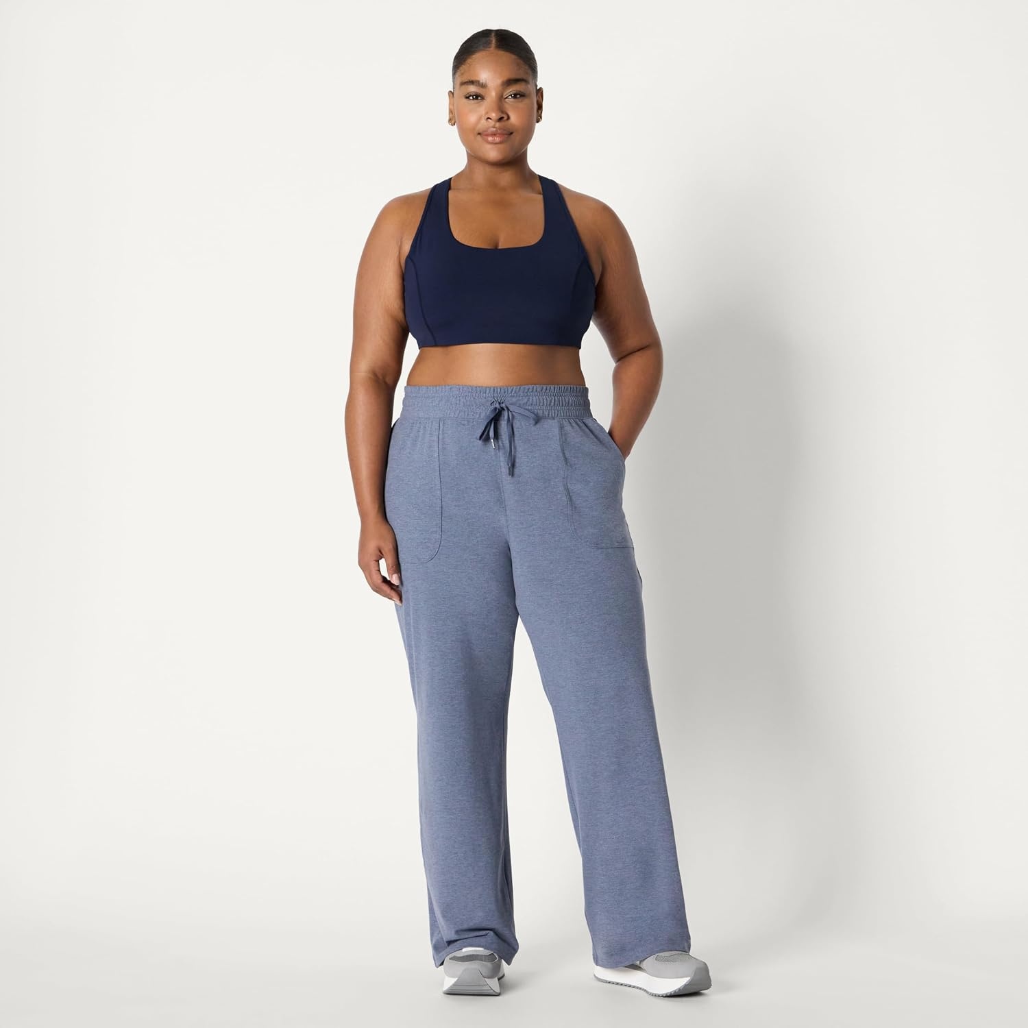 image:imageAmazon Essentials Womens Relaxed Fit Athletic Soft Performance Lightweight Stretch Casual Workout SweatpantsSpace Dye Slate