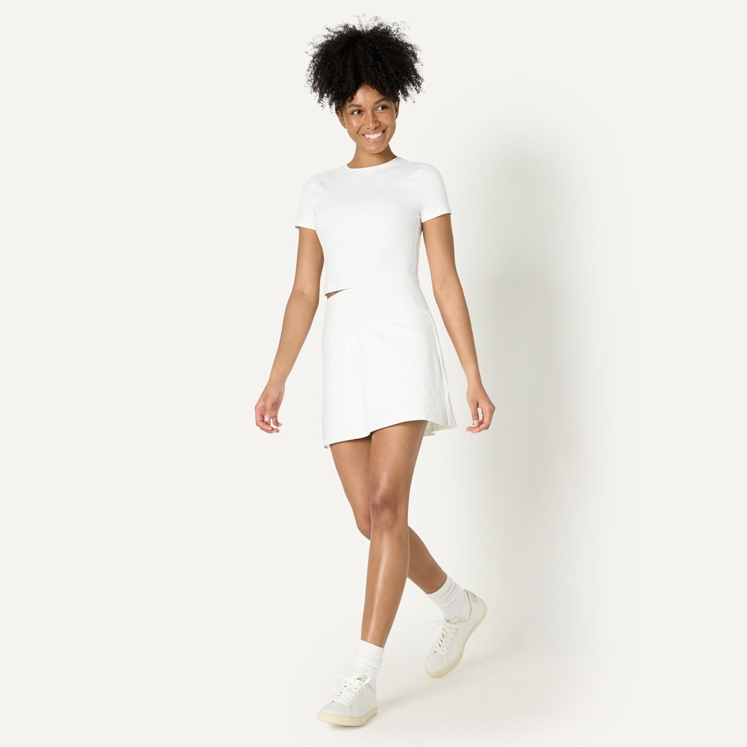 image:imageAmazon Essentials Womens Tennis Skirt with Builtin ShortsWhite