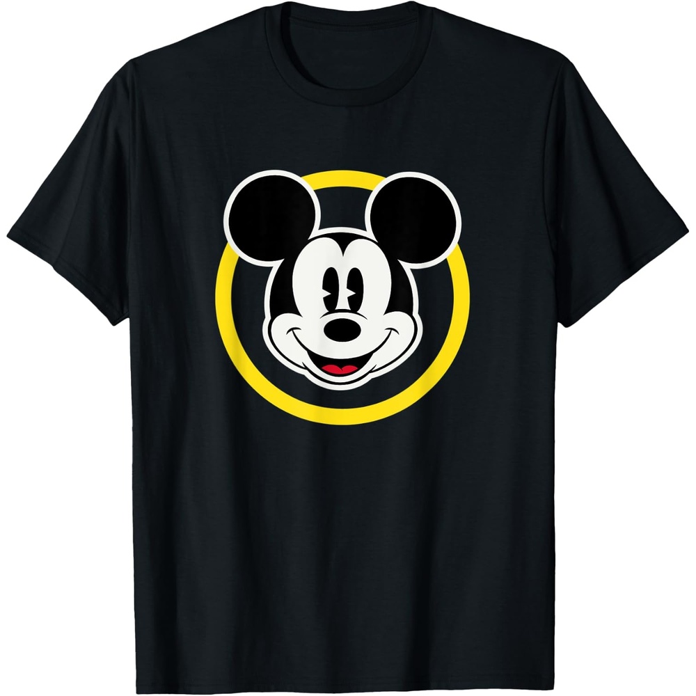 image:imageAmazon Essentials Disneyland Shirts Disney Smiling Mickey TShirt Classic Comfort Fit Yellow Circle Design Mens Black SmallBlack