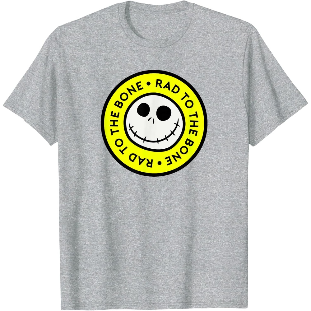 image:imageAmazon Essentials Mens Nightmare Before Christmas Jack Circle Rad To The Bone TShirt Black Graphic Print SmallHeather Grey