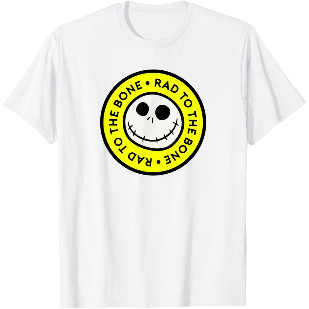 image:imageAmazon Essentials Mens Nightmare Before Christmas Jack Circle Rad To The Bone TShirt Black Graphic Print SmallWhite