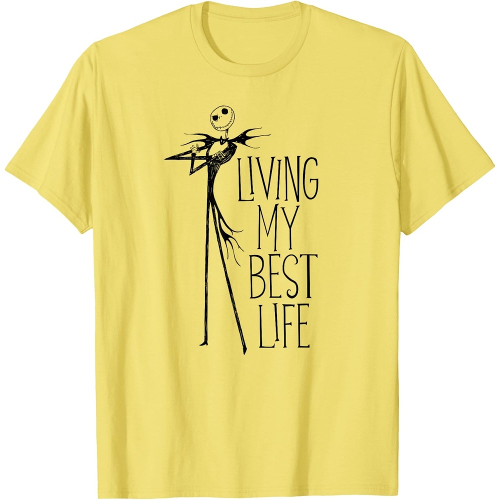 image:imageAmazon Essentials Mens Nightmare Before Christmas Jack Living My Best Life Graphic TShirt White SmallLemon Yellow