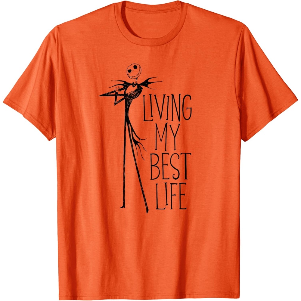 image:imageAmazon Essentials Mens Nightmare Before Christmas Jack Living My Best Life Graphic TShirt White SmallOrange