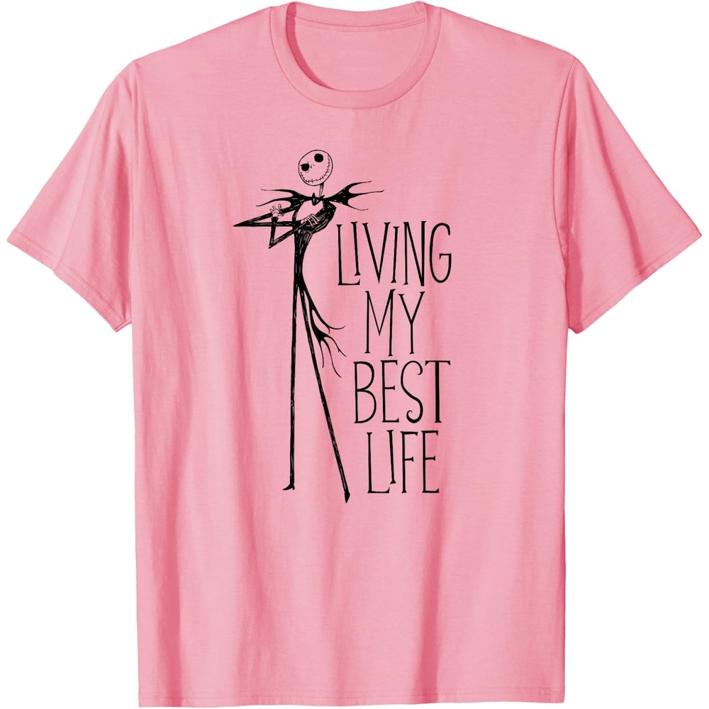 image:imageAmazon Essentials Mens Nightmare Before Christmas Jack Living My Best Life Graphic TShirt White SmallPink