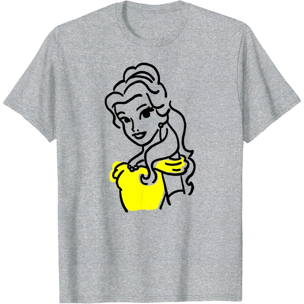 image:imageAmazon Essentials Mens Princess Belle Linework Portrait TShirt White SmallHeather Grey
