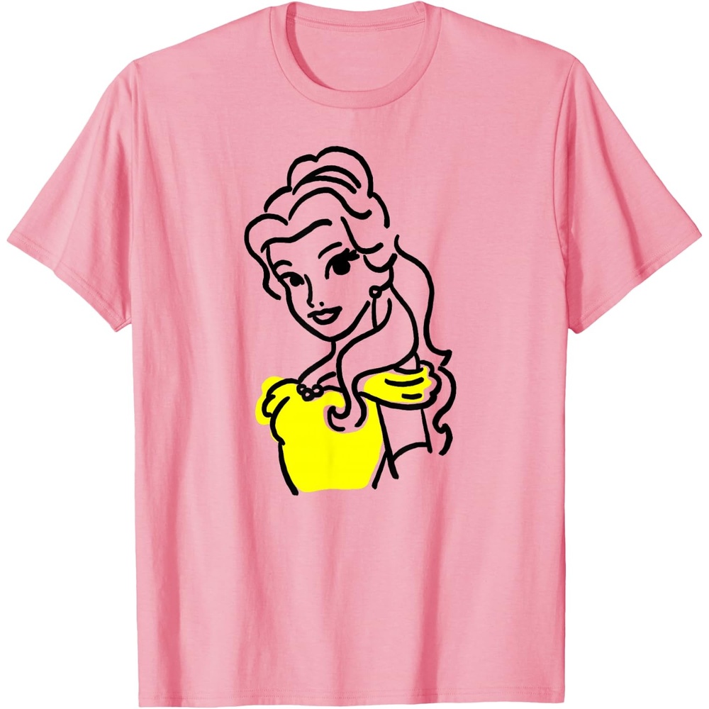 image:imageAmazon Essentials Mens Princess Belle Linework Portrait TShirt White SmallPink