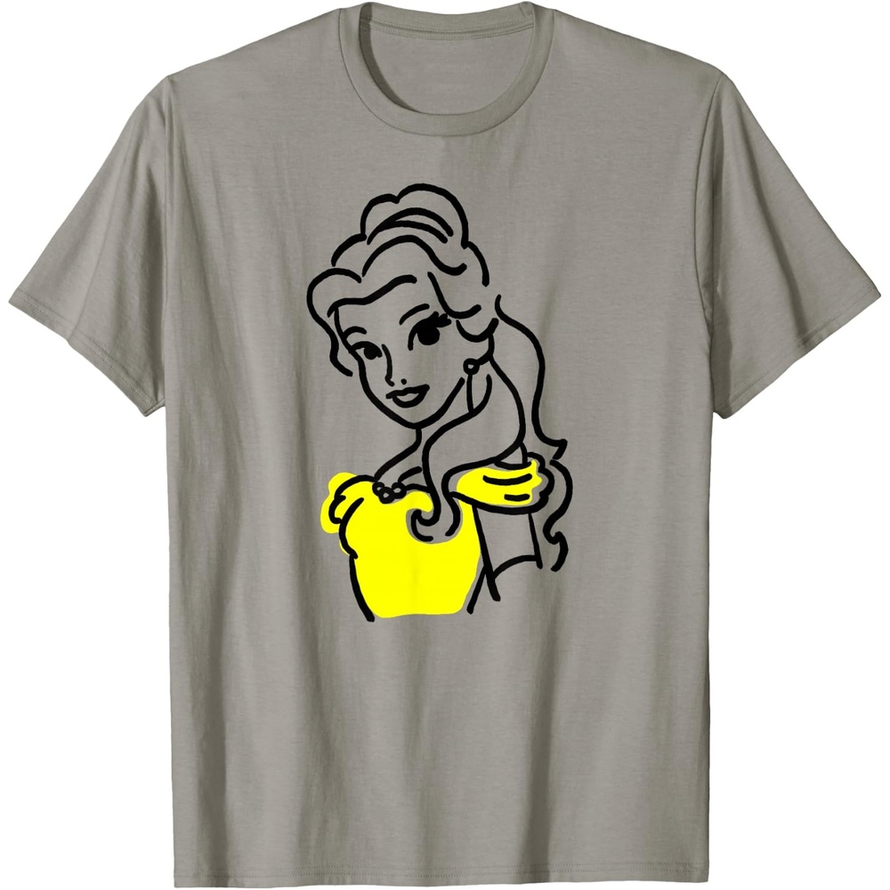 image:imageAmazon Essentials Mens Princess Belle Linework Portrait TShirt White SmallSlate Grey