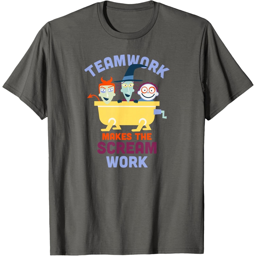 image:imageAmazon Essentials Nightmare Before Christmas Teamwork Makes the Scream Work TShirtAsphalt Grey