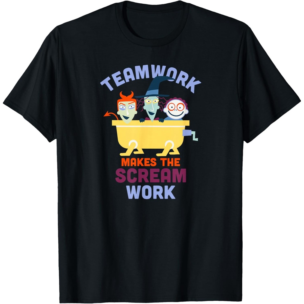 image:imageAmazon Essentials Nightmare Before Christmas Teamwork Makes the Scream Work TShirtBlack
