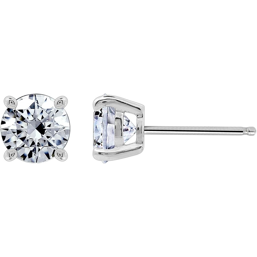 image:imageAmazon Essentials PlatinumPlated Sterling Silver Infinite Elements Cubic Zirconia RoundCut Stud Earrings Classic Jewelry