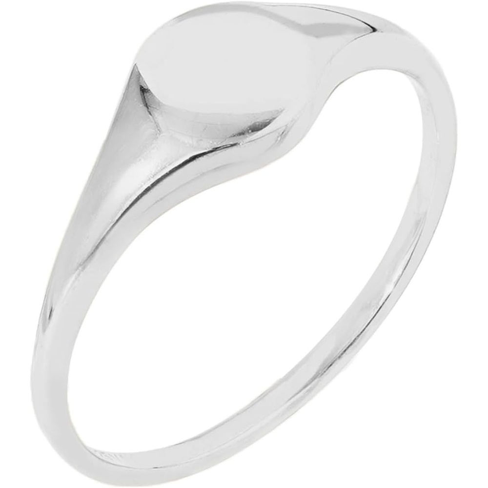 image:imageAmazon Essentials Rhodium Plated Sterling Silver Round Signet Ring Size 7 Silver