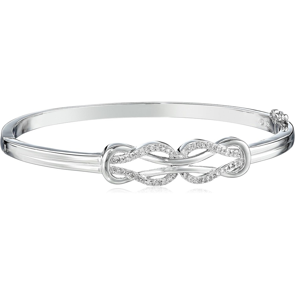 image:imageAmazon Essentials Sterling Silver Diamond Double Knot Bangle Bracelet 7 025 cttw J Color I3 Clarity