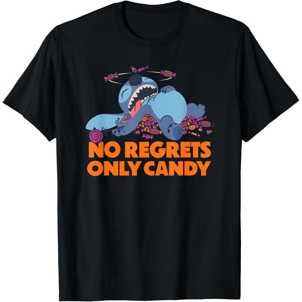 image:imageAmazon Essentials Stitch Halloween No Regrets Only Candy TShirtBlack