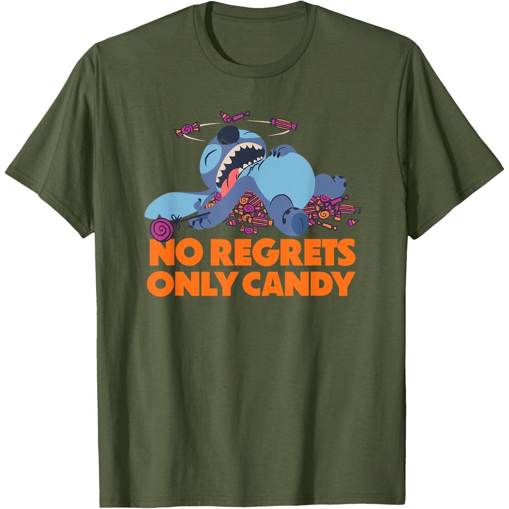 image:imageAmazon Essentials Stitch Halloween No Regrets Only Candy TShirtOlive Green