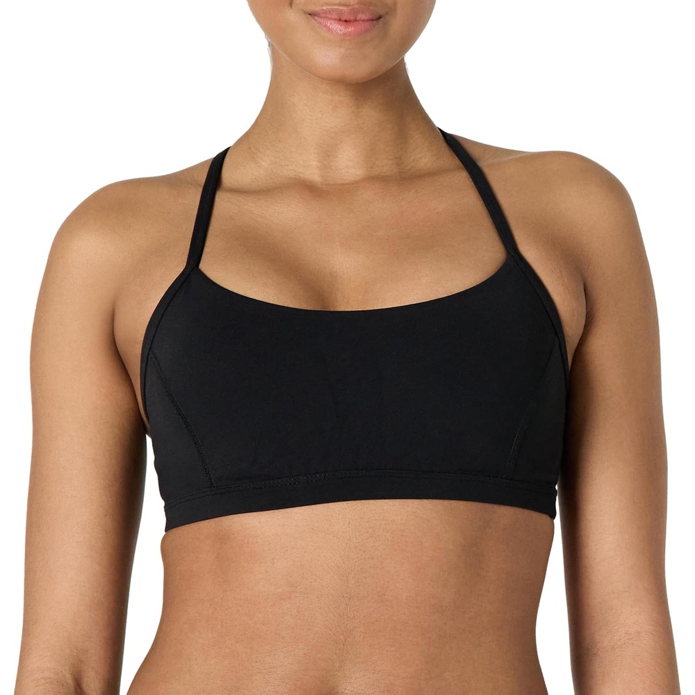 image:imageAmazon Essentials Womens Active FormFlex Buttery Soft Light Support YBack Thin Strap Moisture Wicking Yoga Sports BraBlack