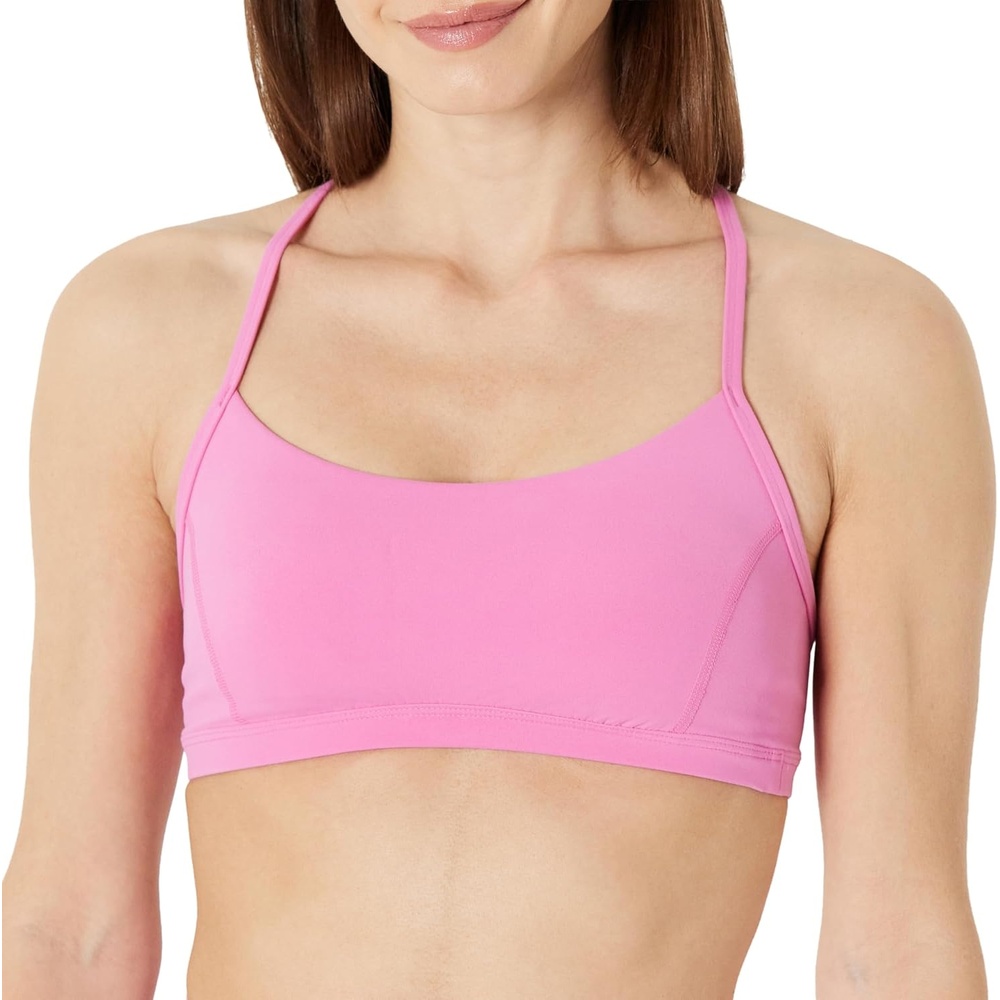 image:imageAmazon Essentials Womens Active FormFlex Buttery Soft Light Support YBack Thin Strap Moisture Wicking Yoga Sports BraFlamingo Pink