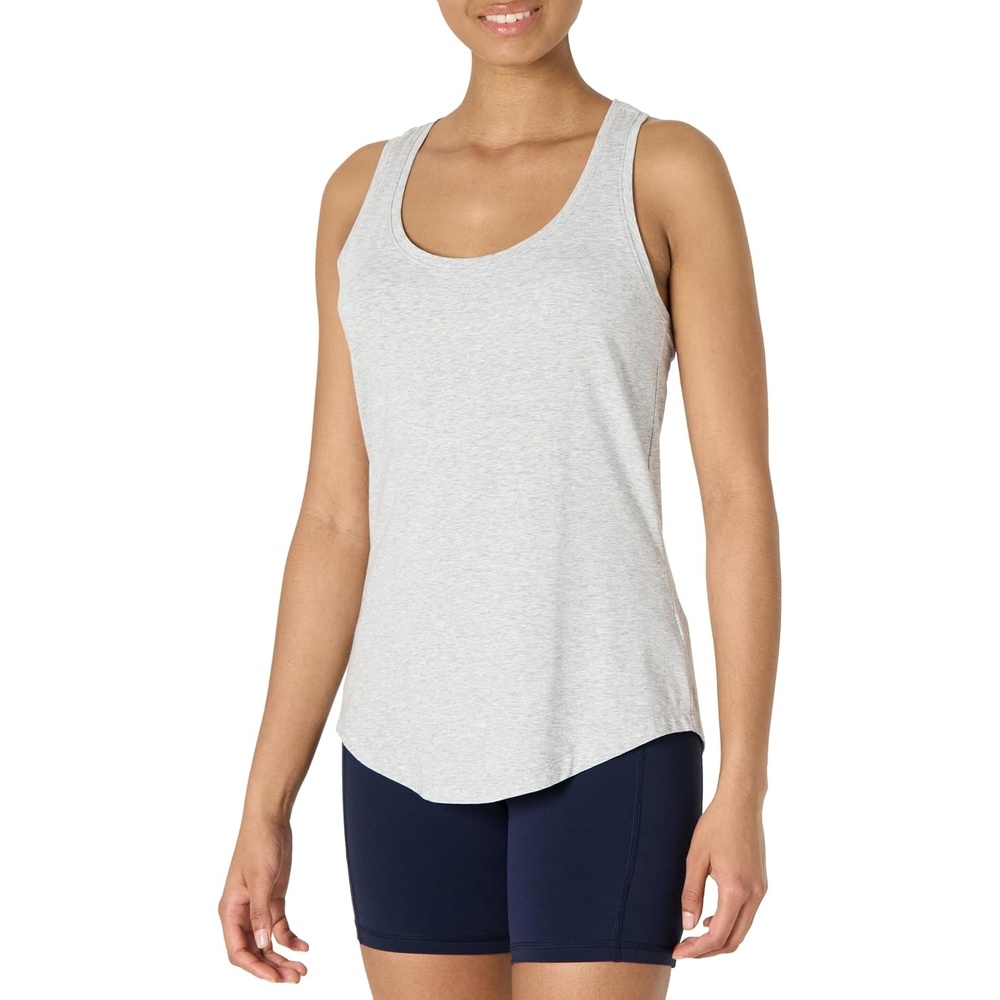 image:imageAmazon Essentials Womens Active Soft Cotton Modal Jersey Knit Scoop Neck Racerback Relaxed Fit Lightweight Yoga Tank TopLight Grey Heather