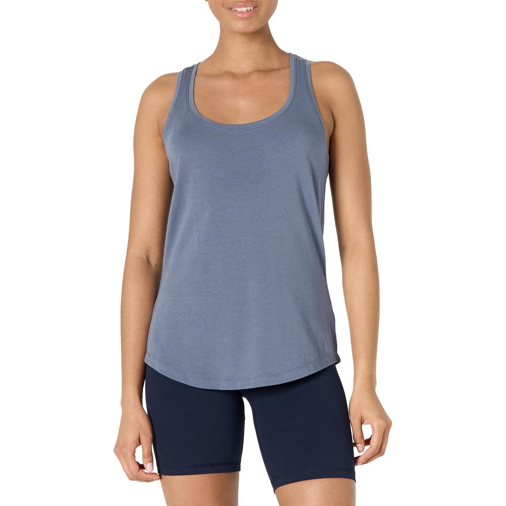image:imageAmazon Essentials Womens Active Soft Cotton Modal Jersey Knit Scoop Neck Racerback Relaxed Fit Lightweight Yoga Tank TopSlate Grey