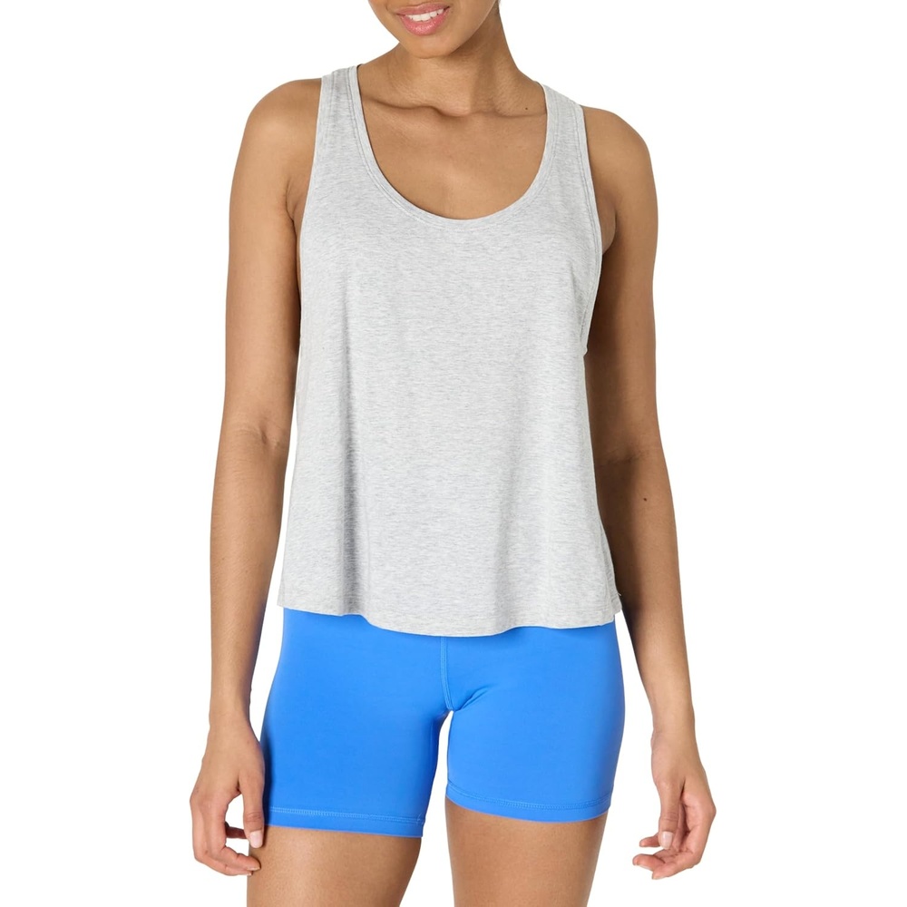 image:imageAmazon Essentials Womens Active Soft Cotton Modal Yoga Workout Racerback Tank Top RelaxedFitLight Gray Heather