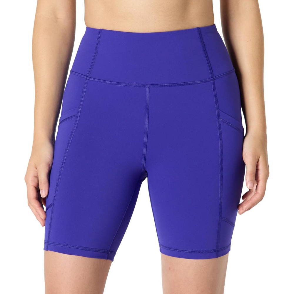 image:imageAmazon Essentials Womens Active Total Train High Waist 7 Gym Workout Biker Shorts with PocketsRoyal Blue