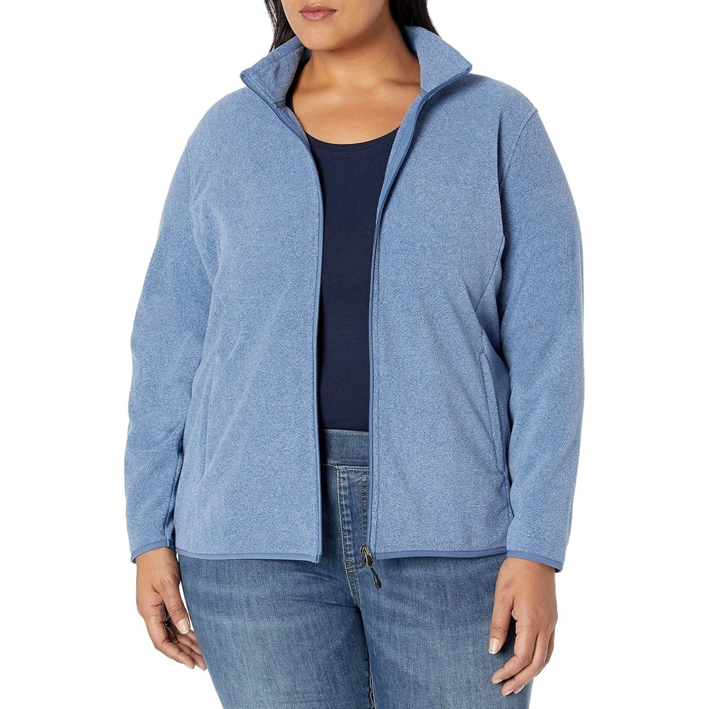 image:imageAmazon Essentials Womens ClassicFit FullZip Polar Soft Fleece Jacket Outerwear Coat with Cuffs Available in Plus SizeBlue Heather